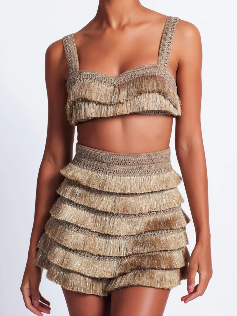 PatBO Metallic Fringed Shorts Ss 22 Runaway Size 4